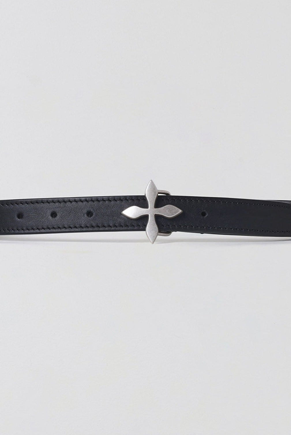 SMFK Thin Leather Cross Buckle Belt in Black