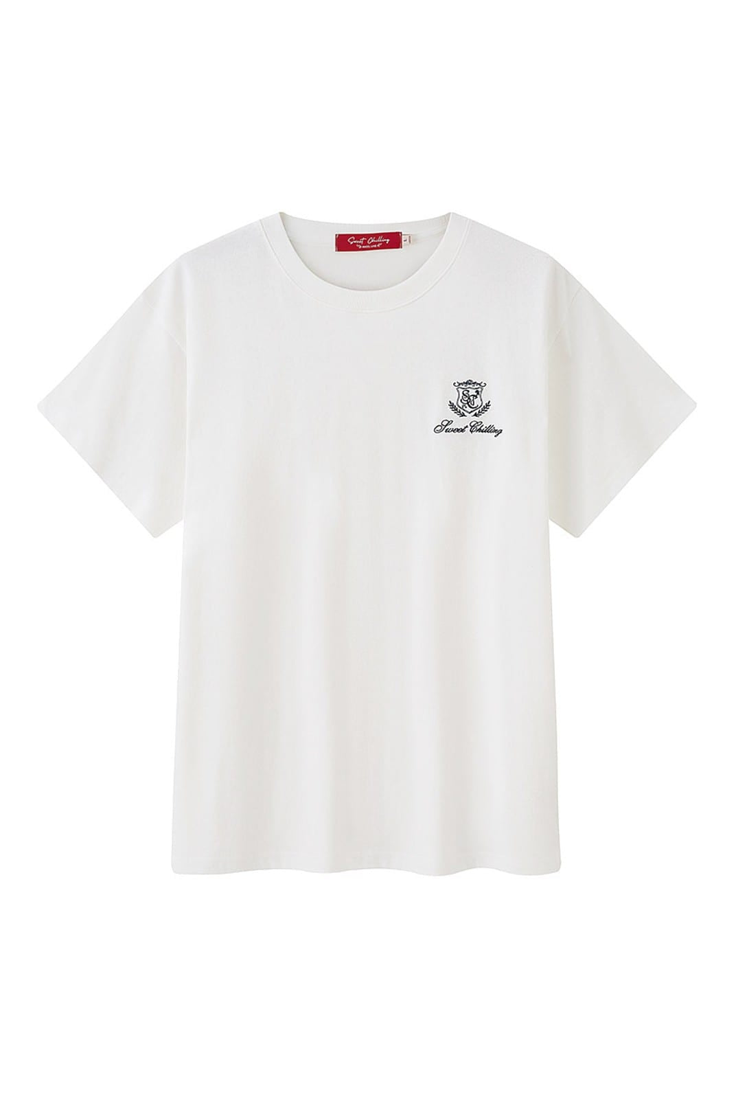 SweetChilling Embroidered Logo Cotton T Shirt in White