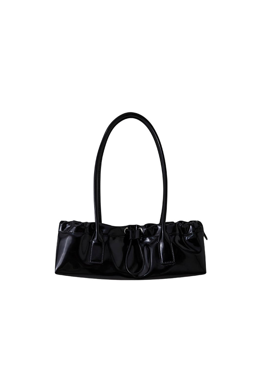 SweetChilling Glossy Sheepskin Baguette Bag Star Charm in Black