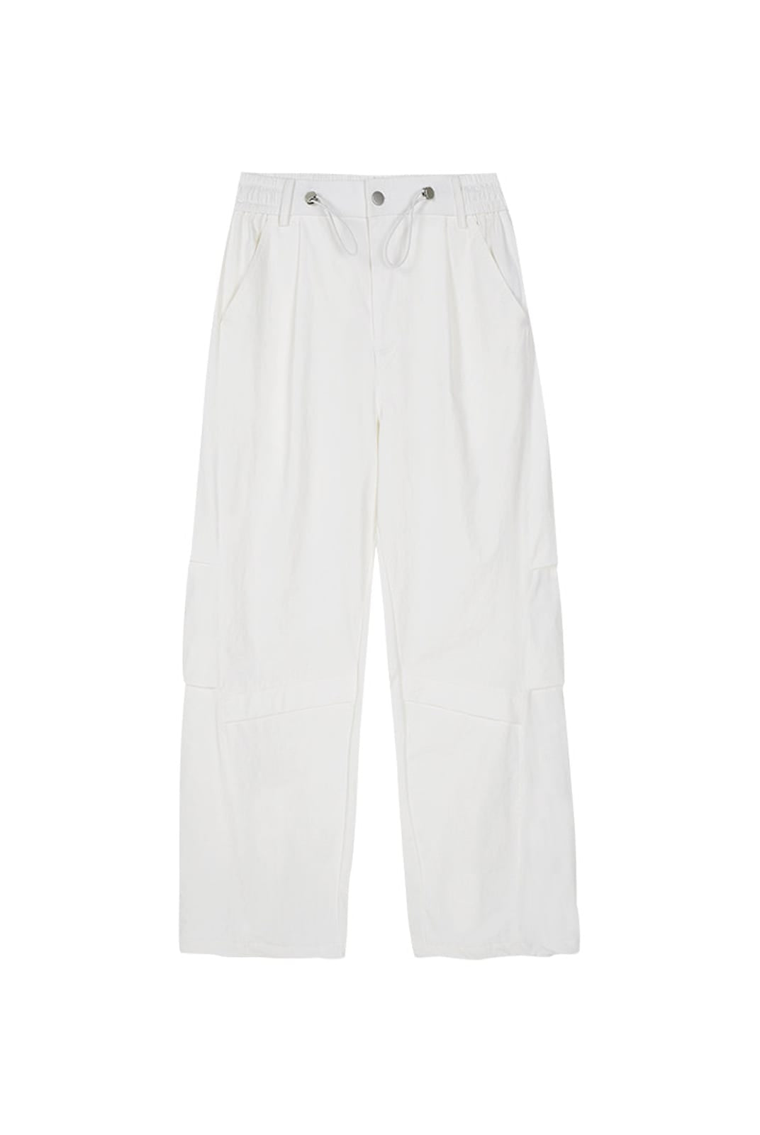 MEDM Crinkled Nylon Parachute Cargo Pants in White