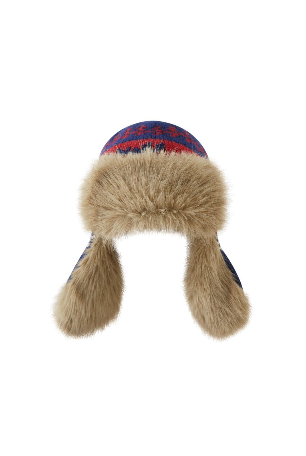 SweetChilling Wool Blend Jacquard Trapper Hat in Navy Blue
