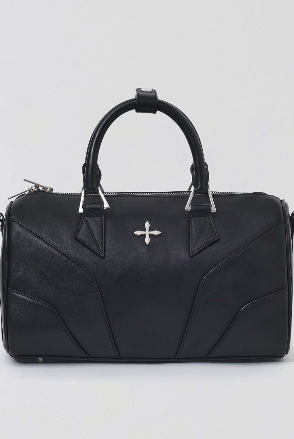 SMFK Medium Leather Cross Motif Handbag in Black