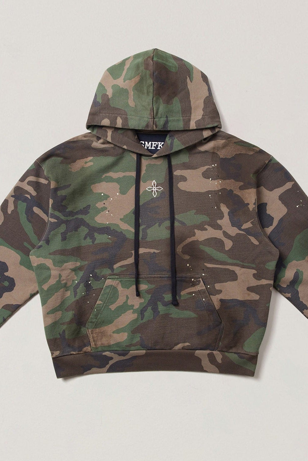 SMFK Vintage Camouflage Cotton Hoodie in Olive