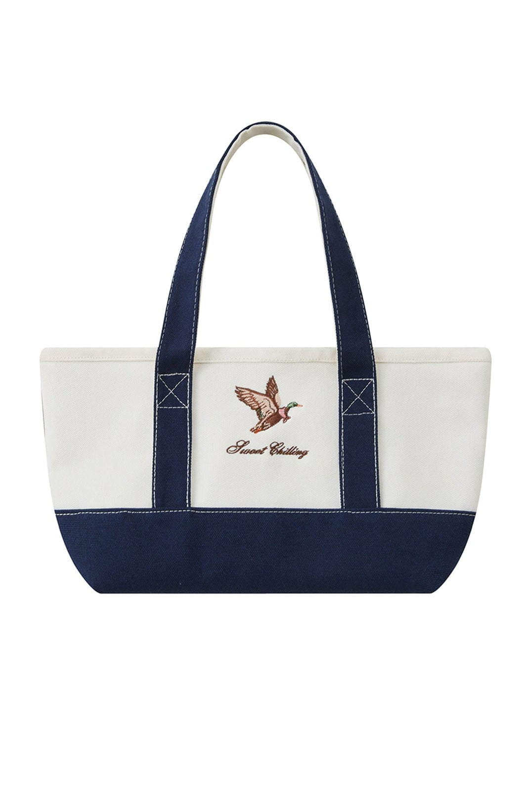 SweetChilling Mallard Embroidered Canvas Tote Bag in Navy