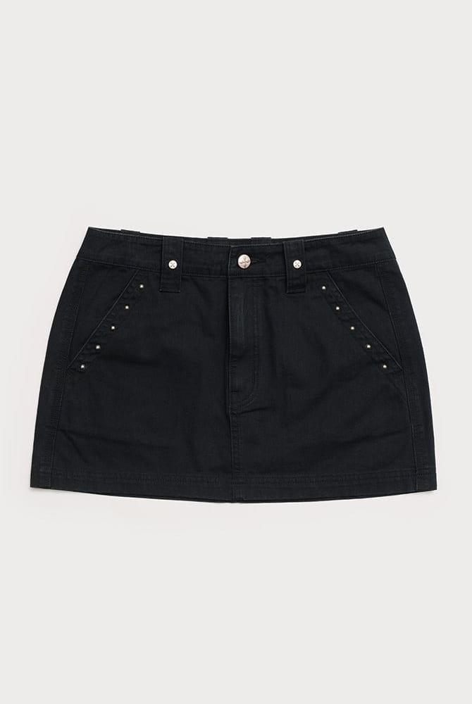 SMFK Studded Cotton Miniskirt in Black