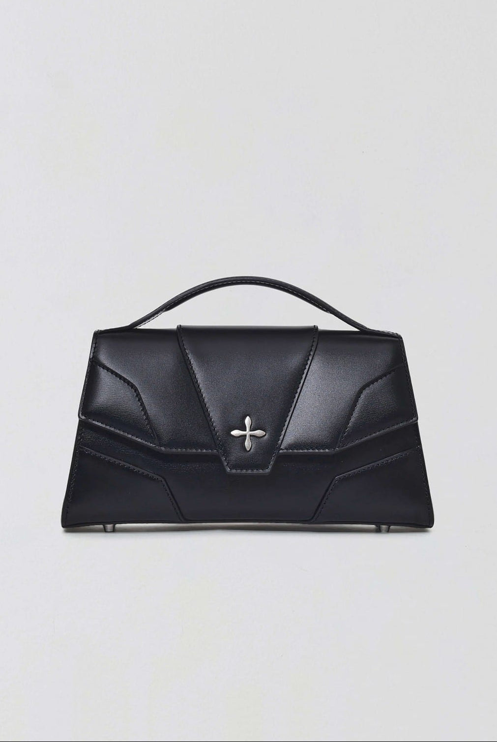 SMFK Geometric Leather Evening Clutch in Black