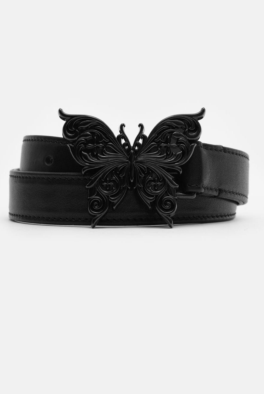 SMFK Leather Butterfly Buckle Belt in Black