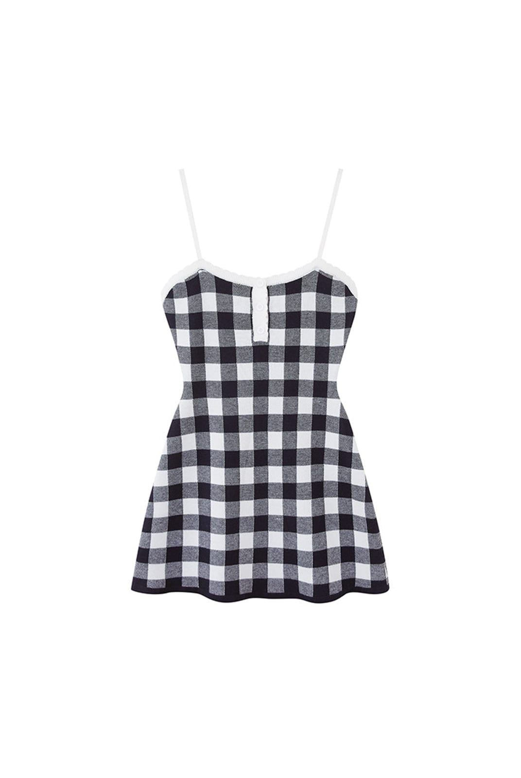 SweetChilling Plaid Wool Blend Knit Slip Dress in White