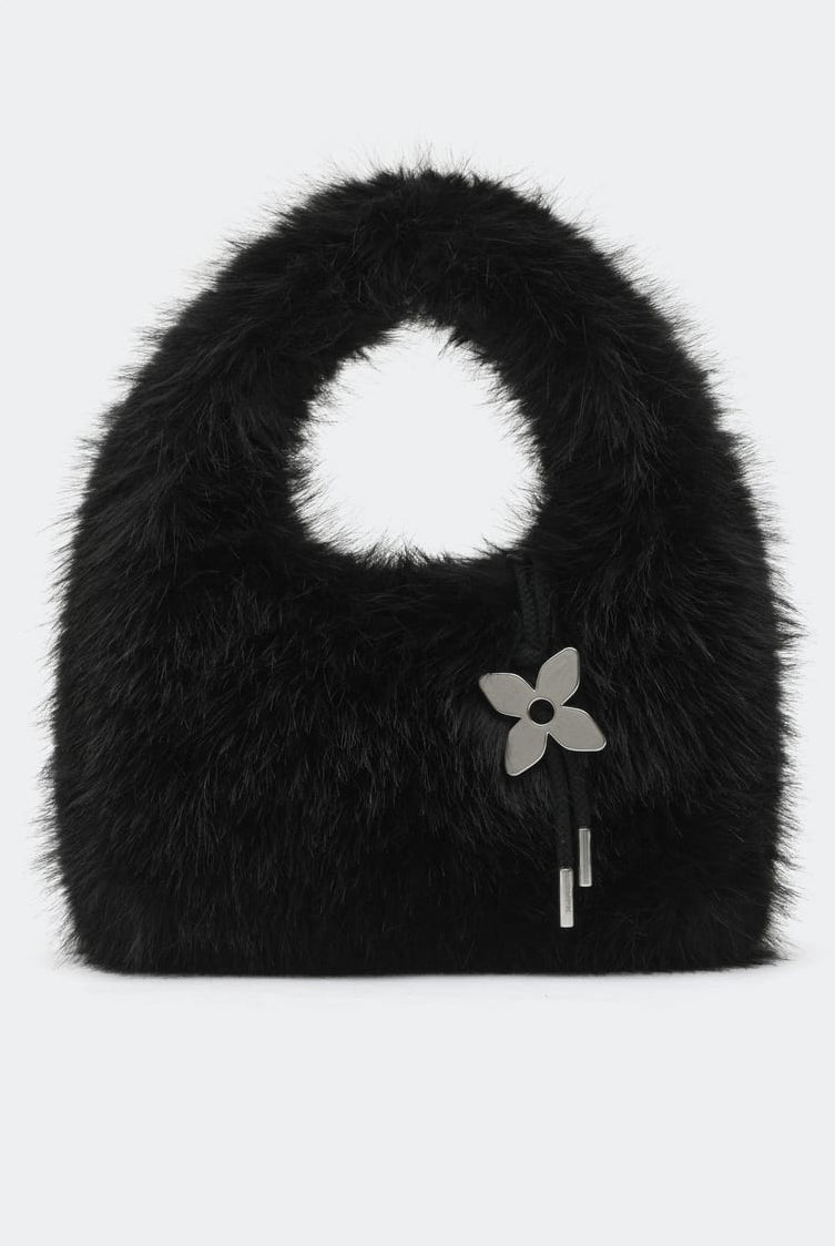 SMFK Plush Mini Handbag in Black