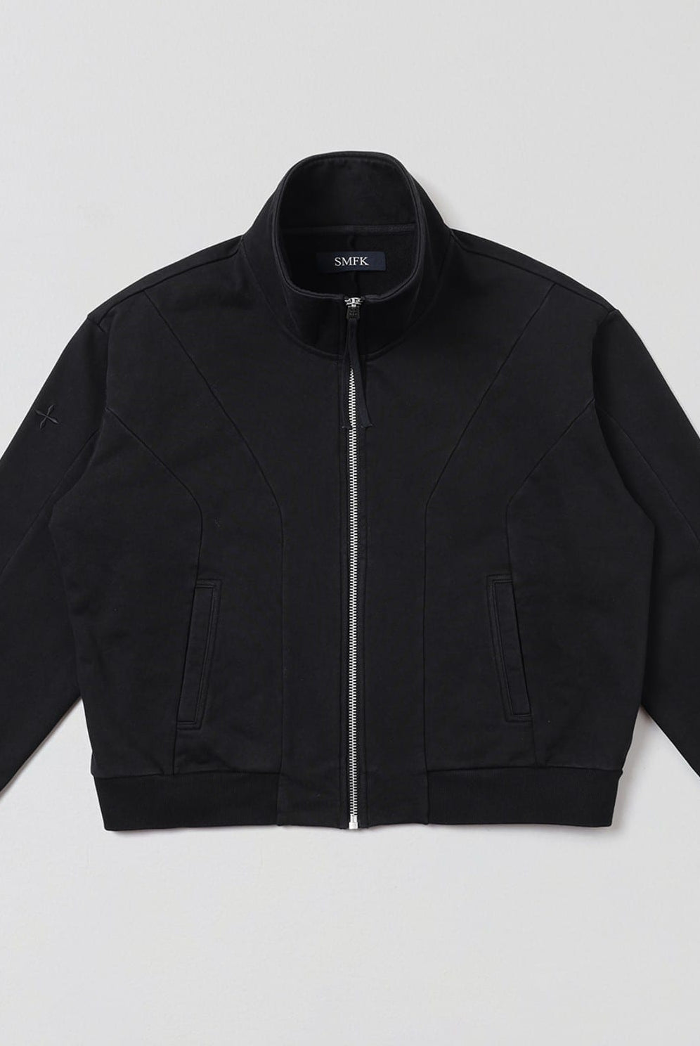 SMFK Cotton Zip Up Track Jacket in Black