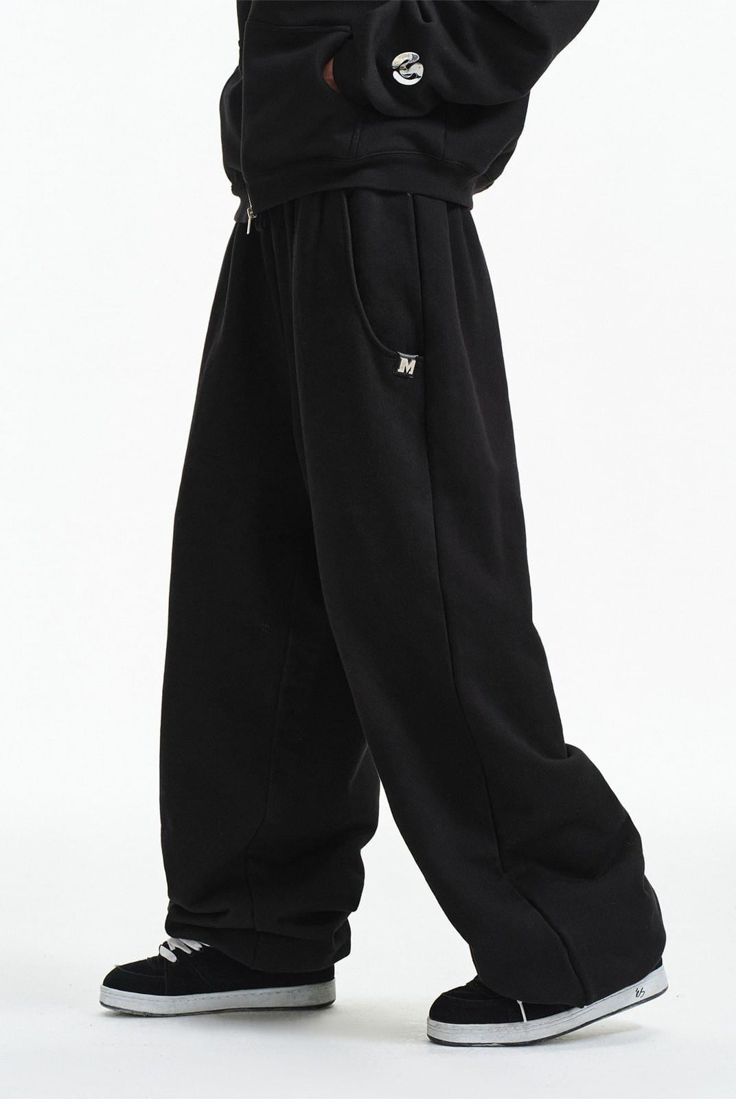 MEDM Cotton Drawstring Sweatpants in Black - On Model