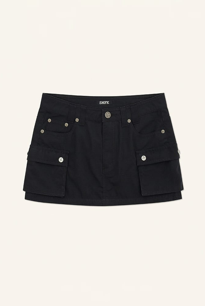 SMFK Cargo Pocket Micro Mini Skirt in Black