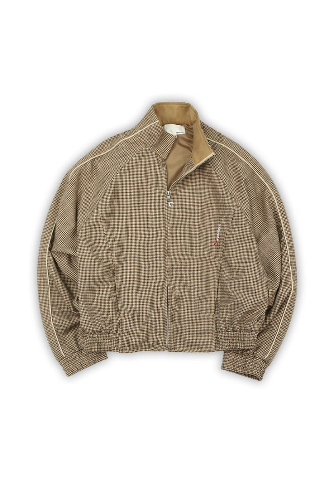 SOD Wool Blend Houndstooth Track Jacket in Khaki