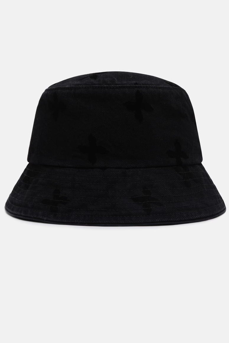 SMFK Distressed Frayed Denim Bucket Hat in Black