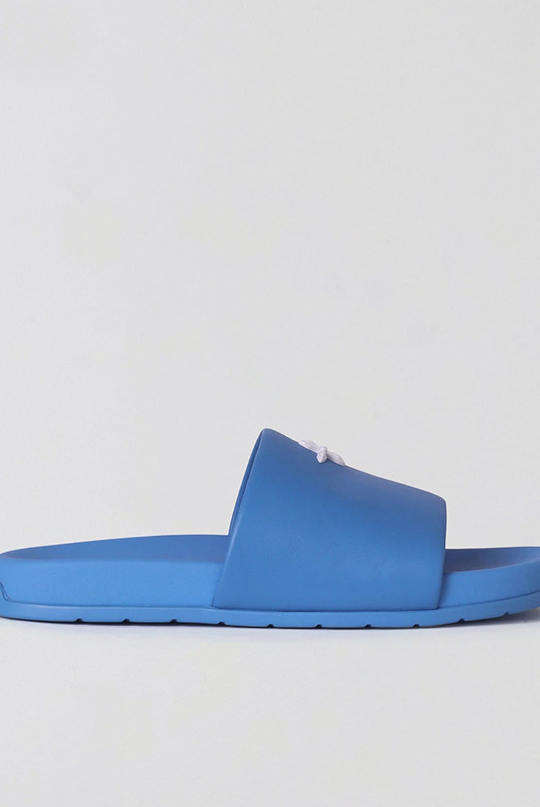 SMFK Leather Cross Detail Slide Sandals in Blue