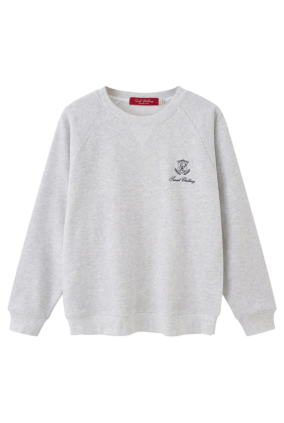 SweetChilling Embroidered Logo Cotton Sweatshirt in Heather Gray