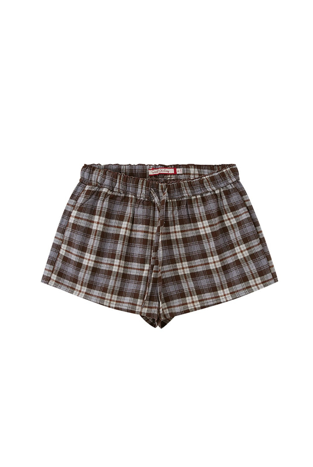 SweetChilling Cotton Plaid Drawstring Shorts in Brown