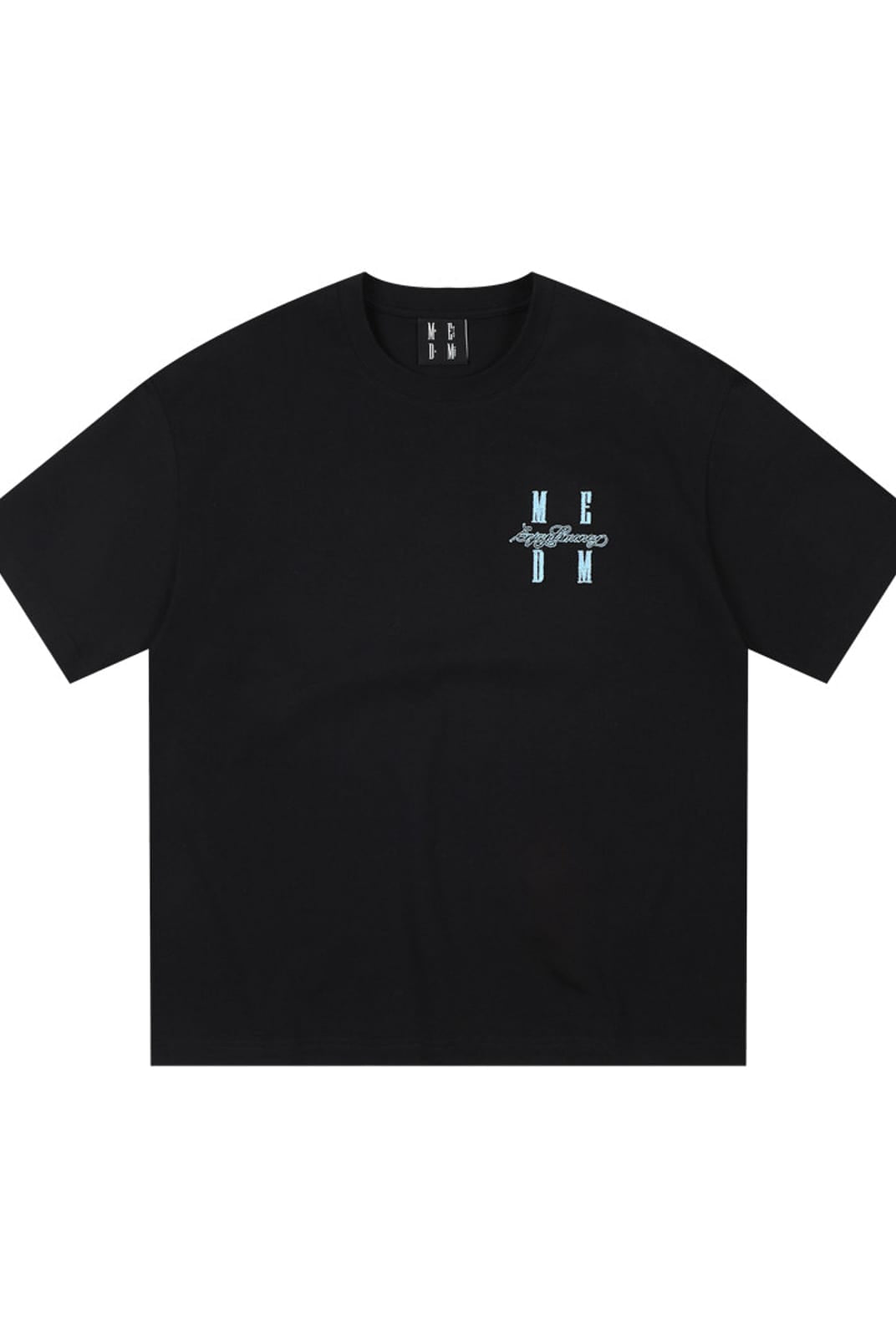 MEDM Tufted Logo Cotton T Shirt in Black