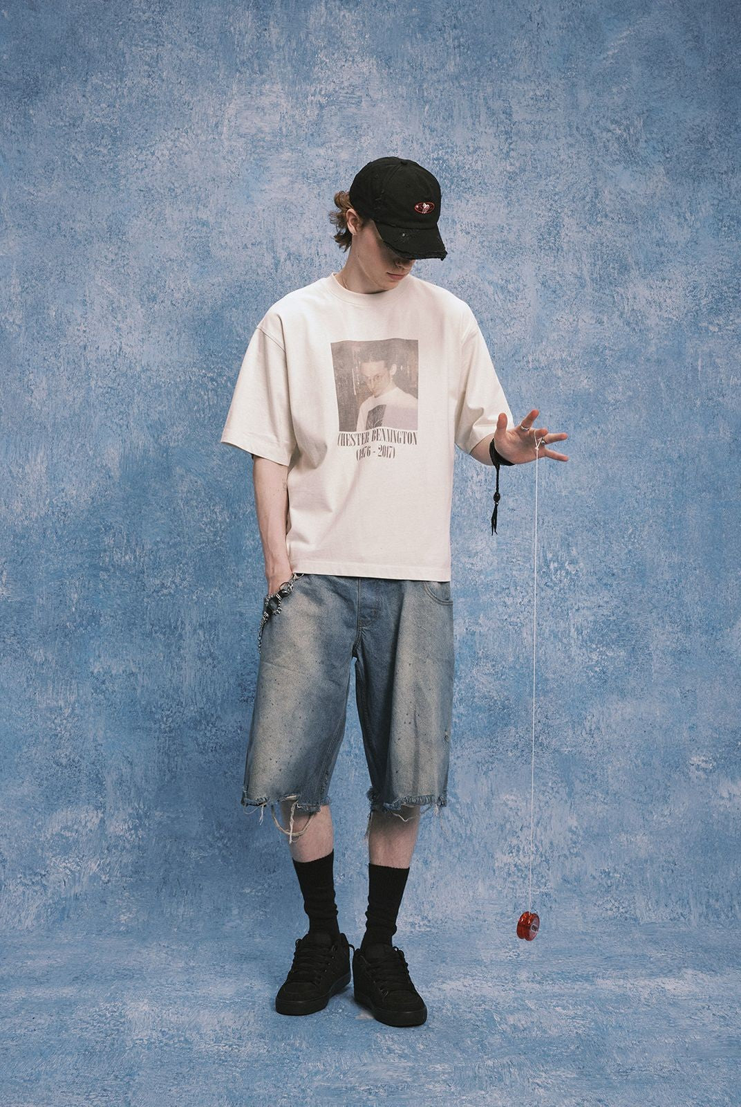 SOD Online Store Little Chester Graphic T Shirt in White - On Male Model