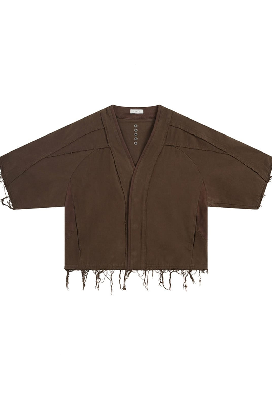 D5ove Raw Hem Boxy Short Sleeve Shirt in Dark Brown