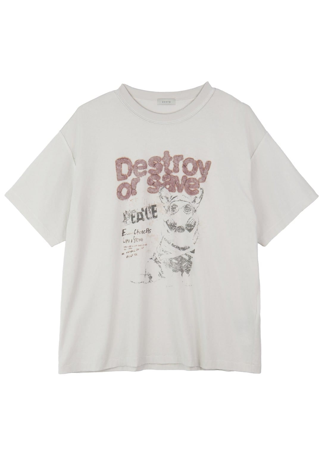 D5ove Vintage Peace Puppy Print T Shirt in White