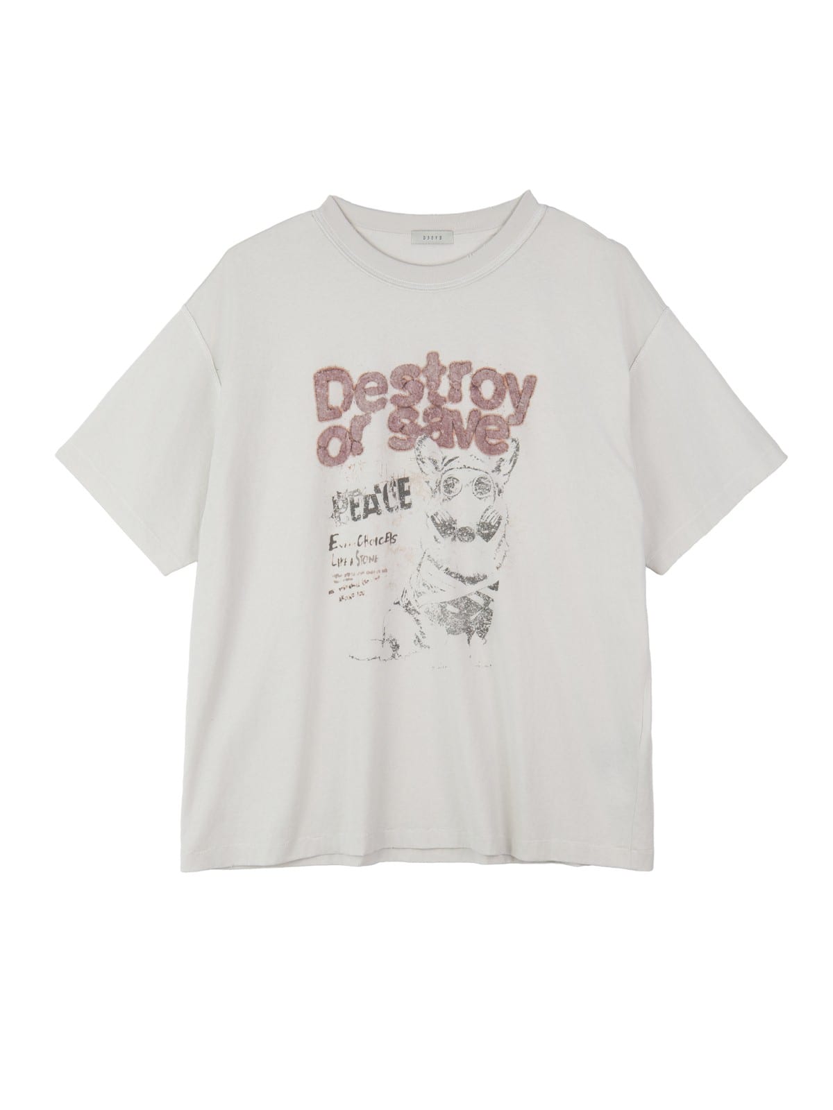D5ove Vintage Peace Puppy Print T Shirt in White