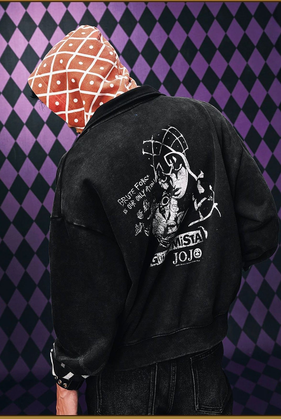 MEDM Guido Mista Graphic Zip Up Hoodie in Black - On Model