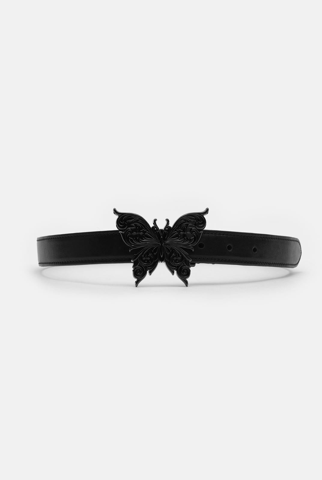 SMFK Leather Butterfly Buckle Belt in Black