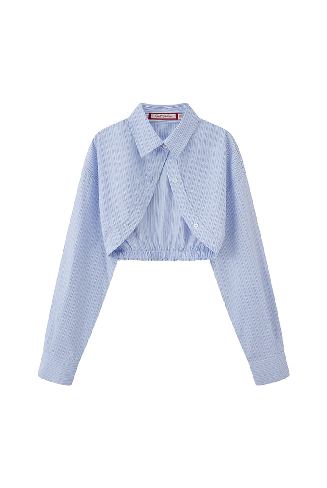 SweetChilling Cropped Striped Shirt Cardigan in Blue