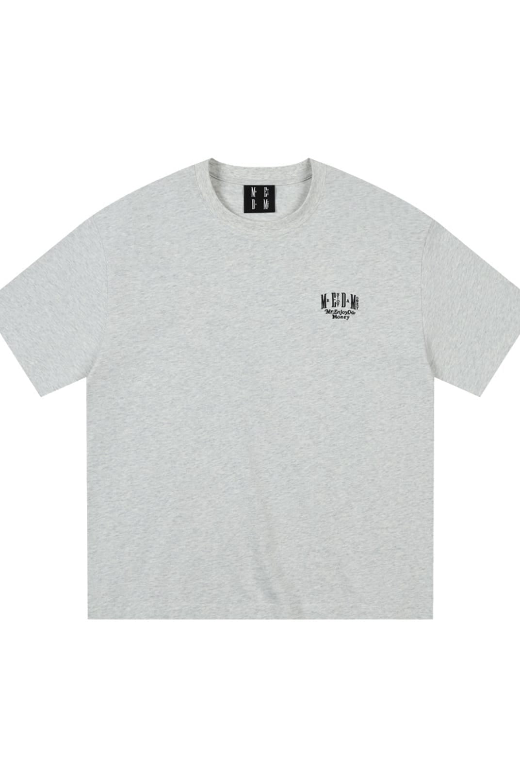 MEDM Letter Embroidery Cotton T Shirt in Gray