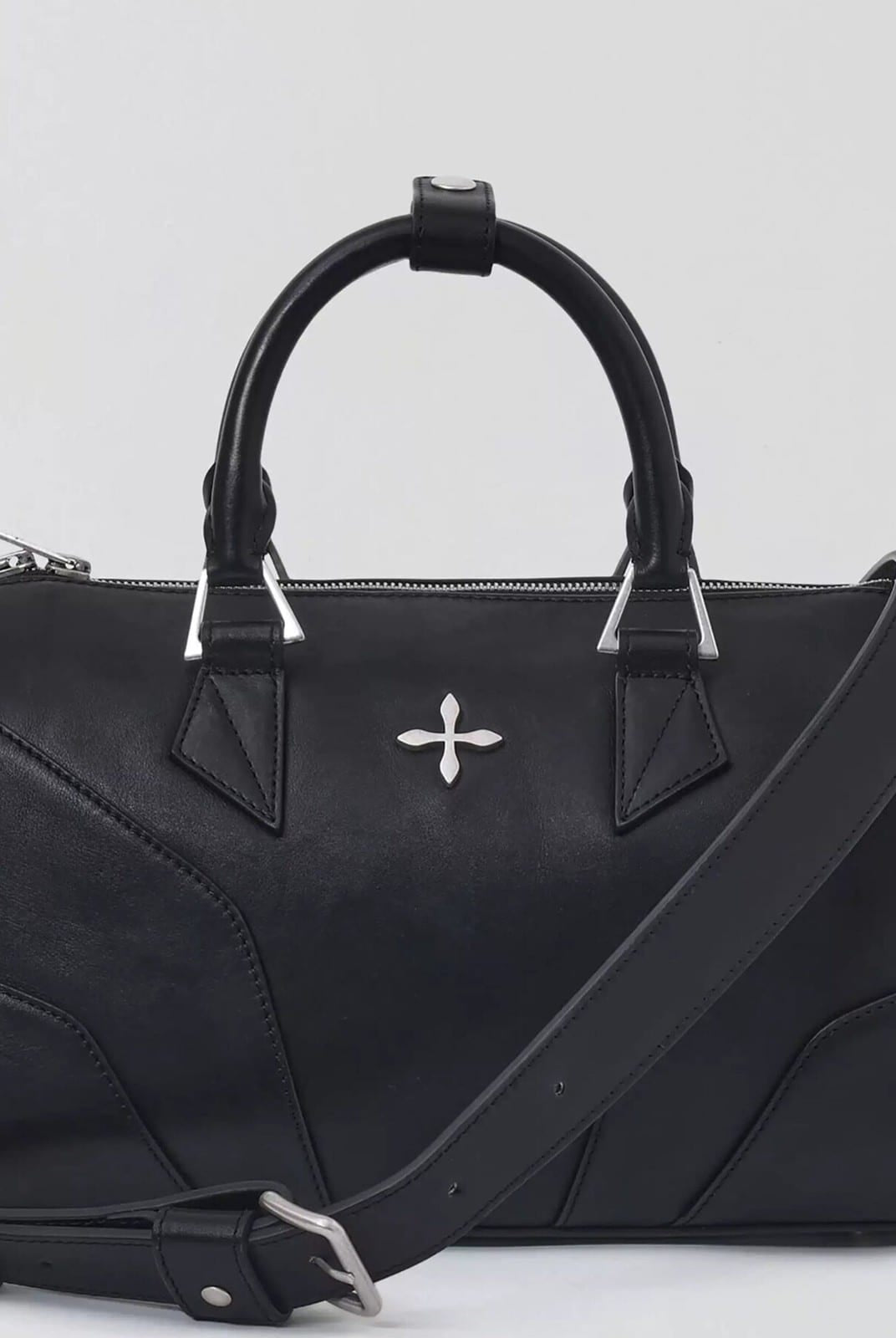 SMFK Medium Leather Cross Motif Handbag in Black