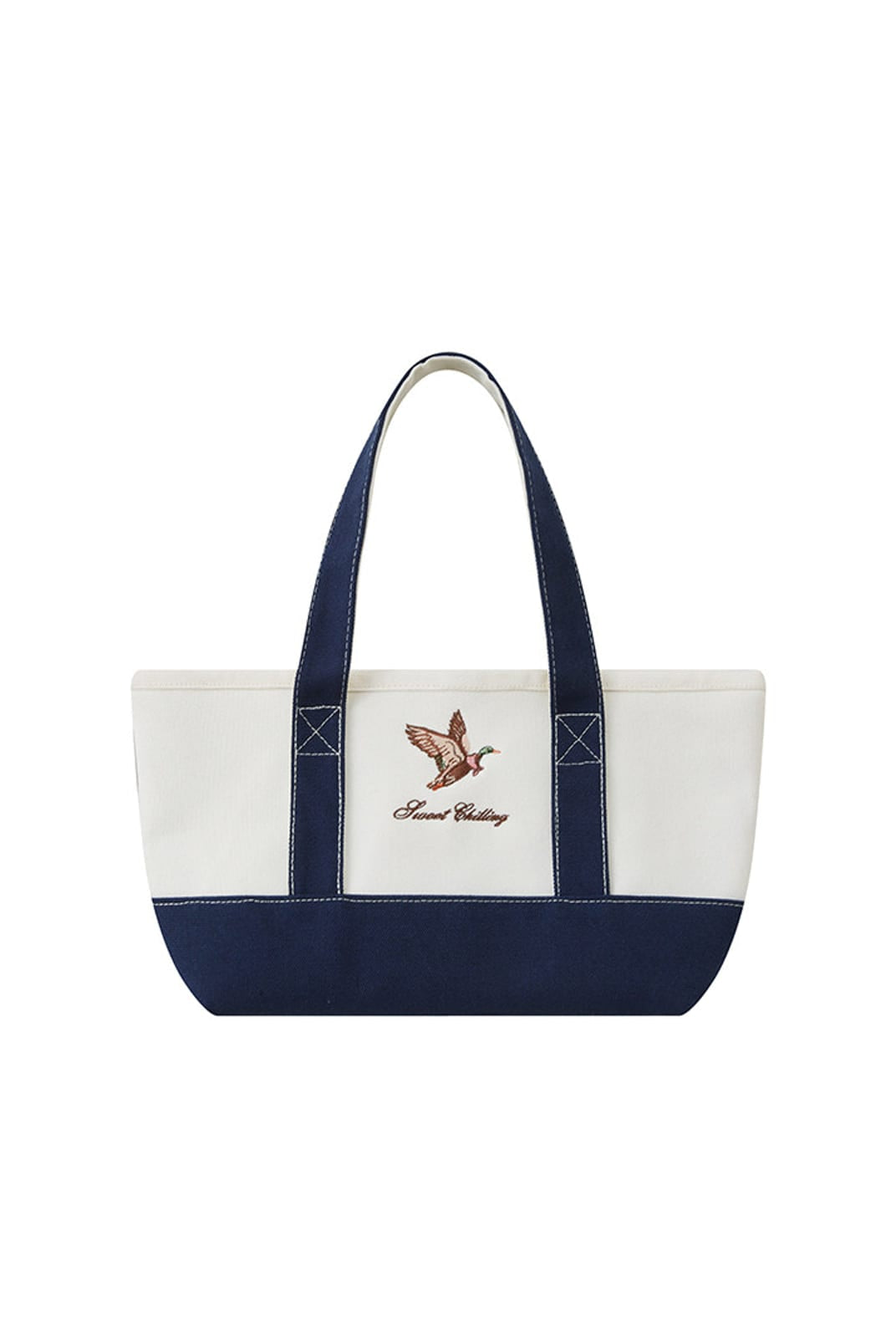 SweetChilling Mallard Embroidered Canvas Tote Bag in Navy