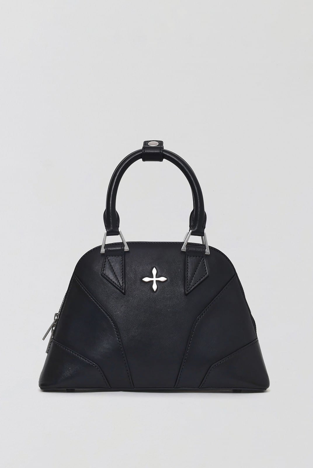 SMFK Medium Leather Shell Bag in Black