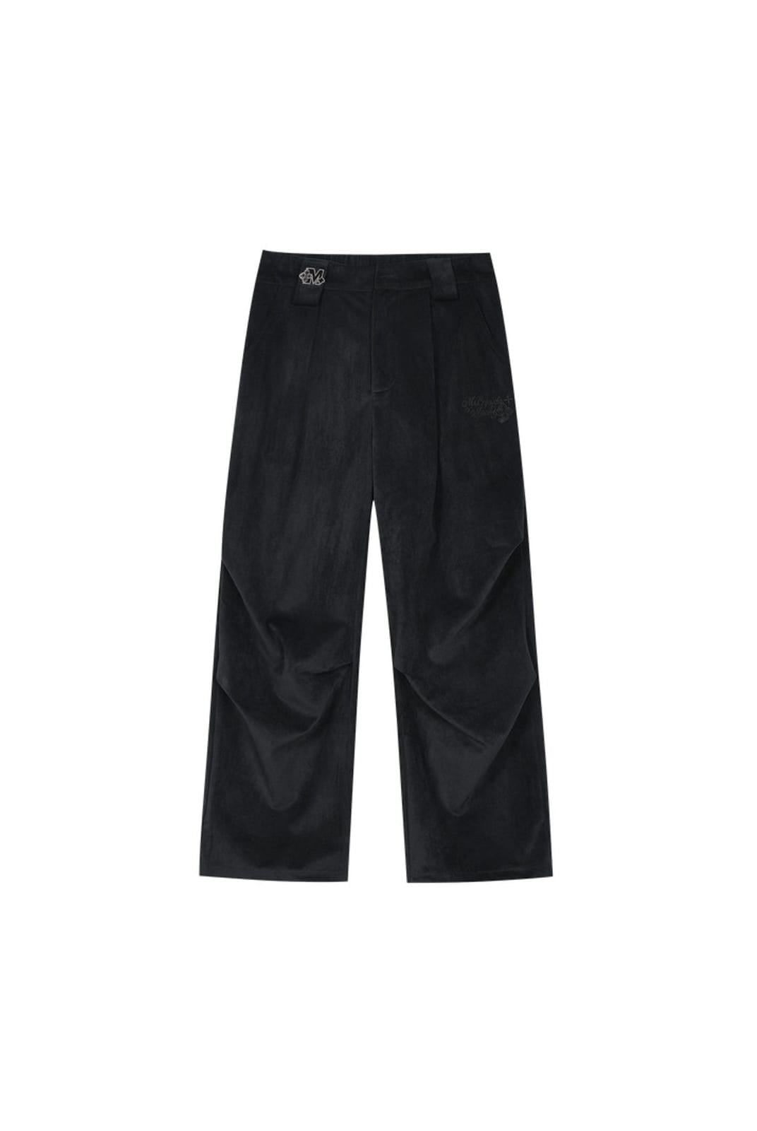 MEDM Wide Leg Parachute Cargo Pants in Black