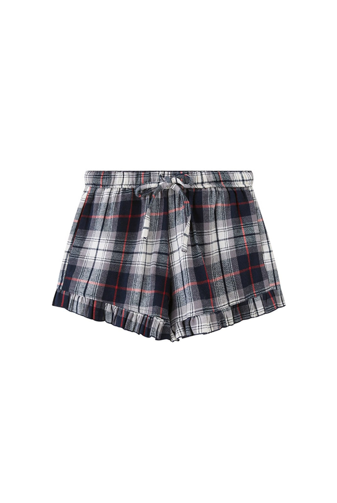 SweetChilling Plaid Ruffle Lounge Shorts in White