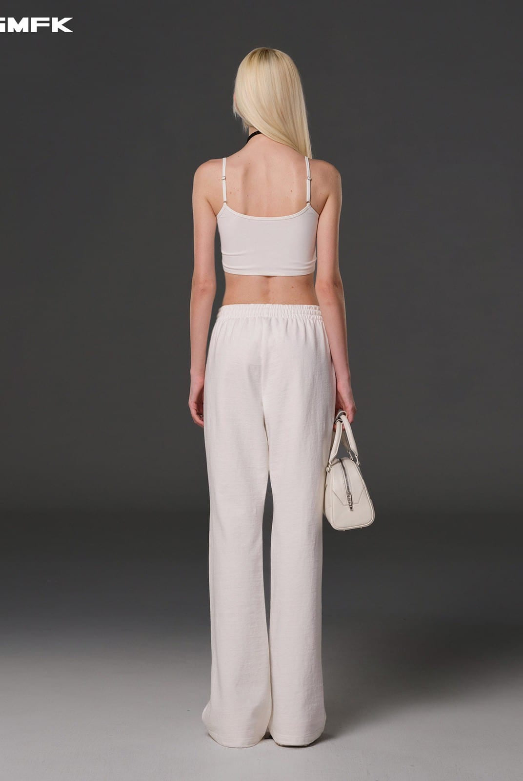 SMFK Cotton Blend Flared Sweatpants in White - On Female Model