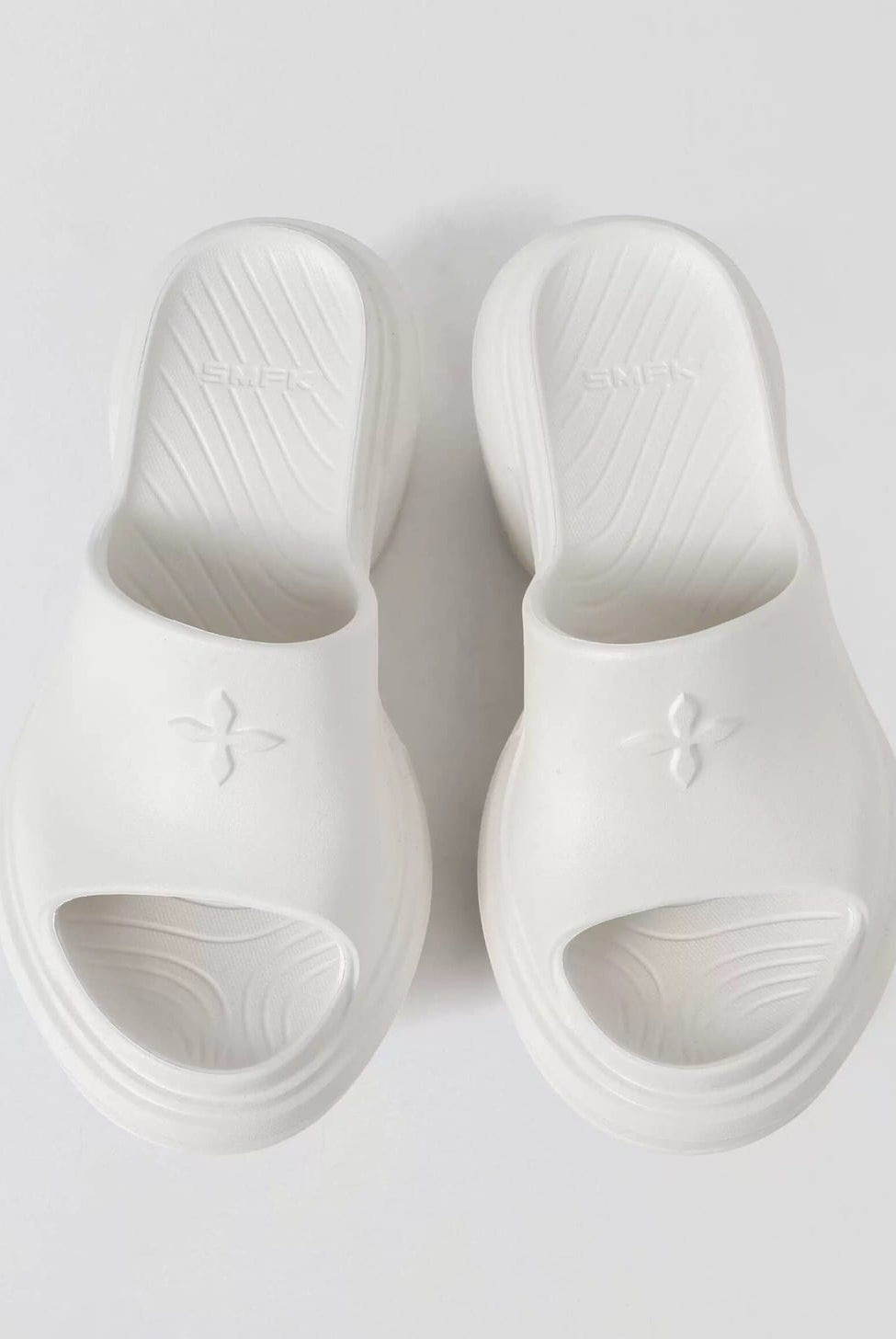 SMFK Molded Platform Slide Sandals in White