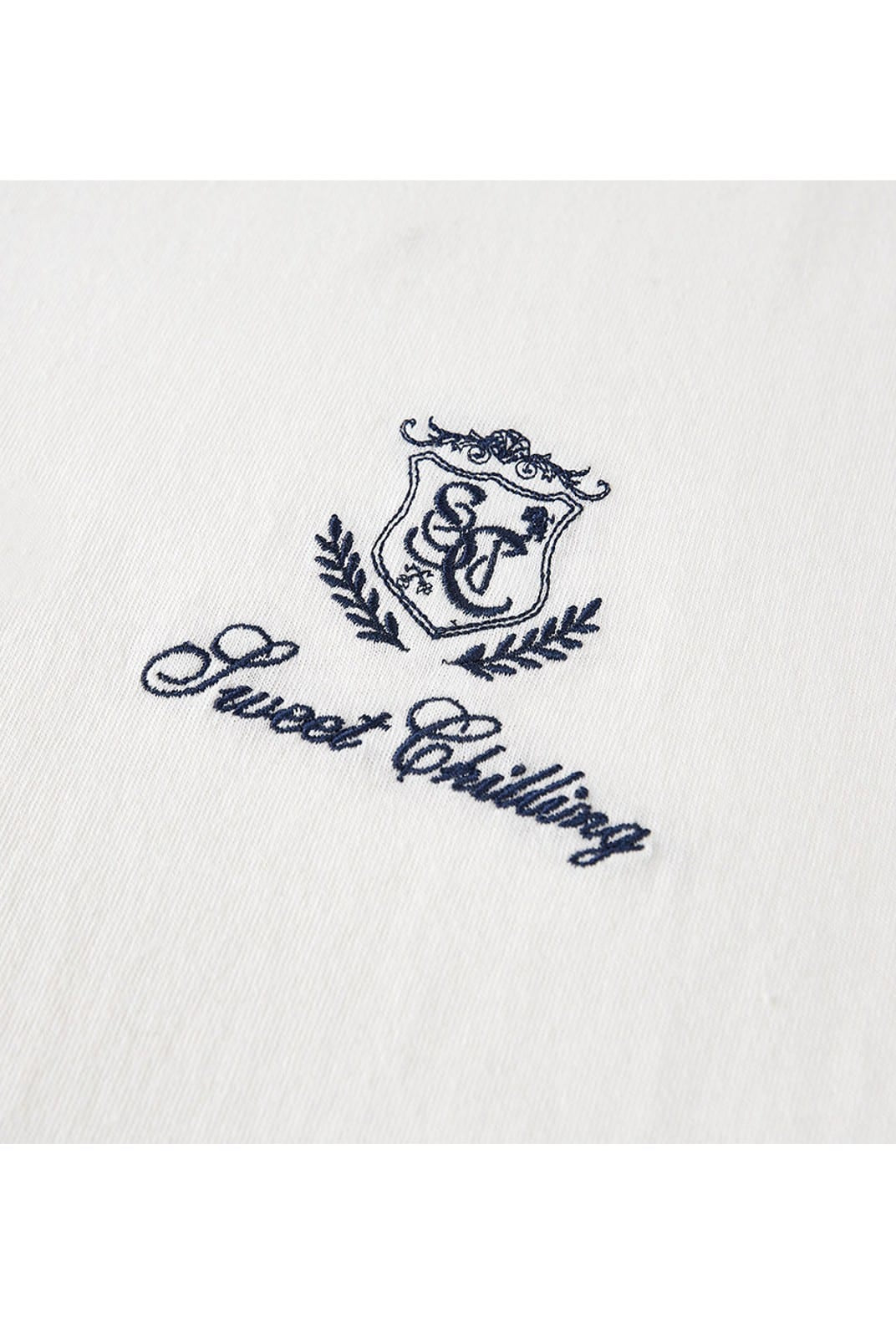 SweetChilling Embroidered Logo Cotton T Shirt in White - Detail
