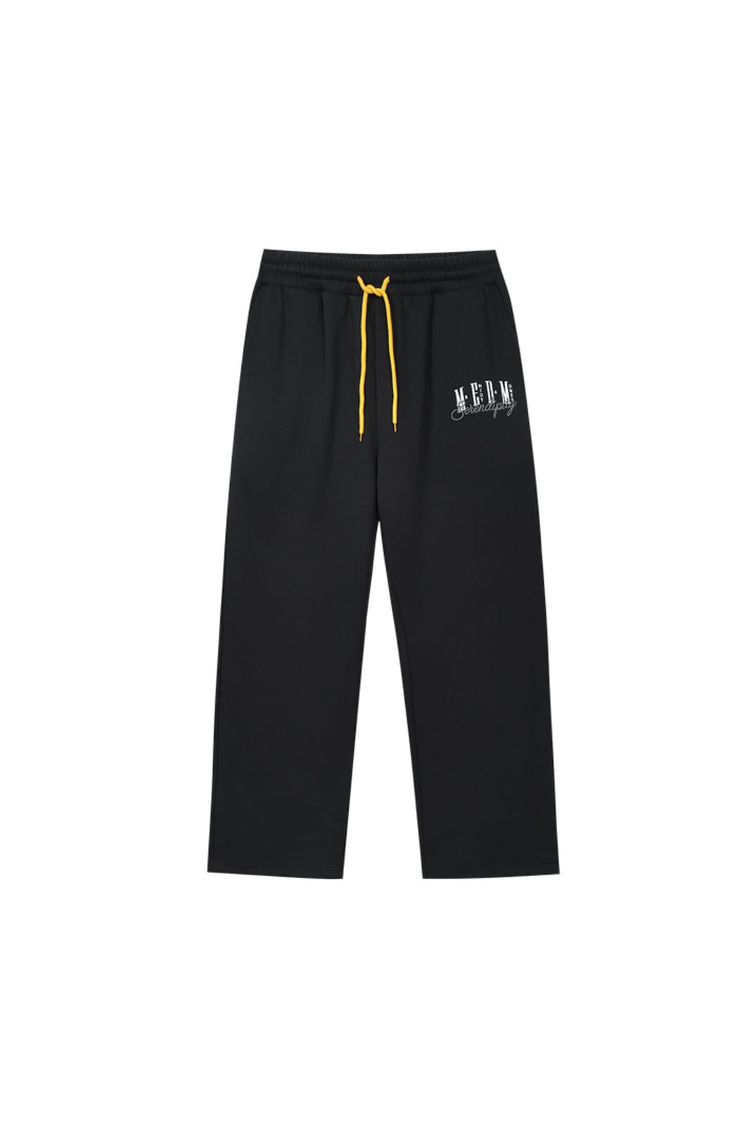 MEDM Fleece Lined Embroidered Sweatpants in Black
