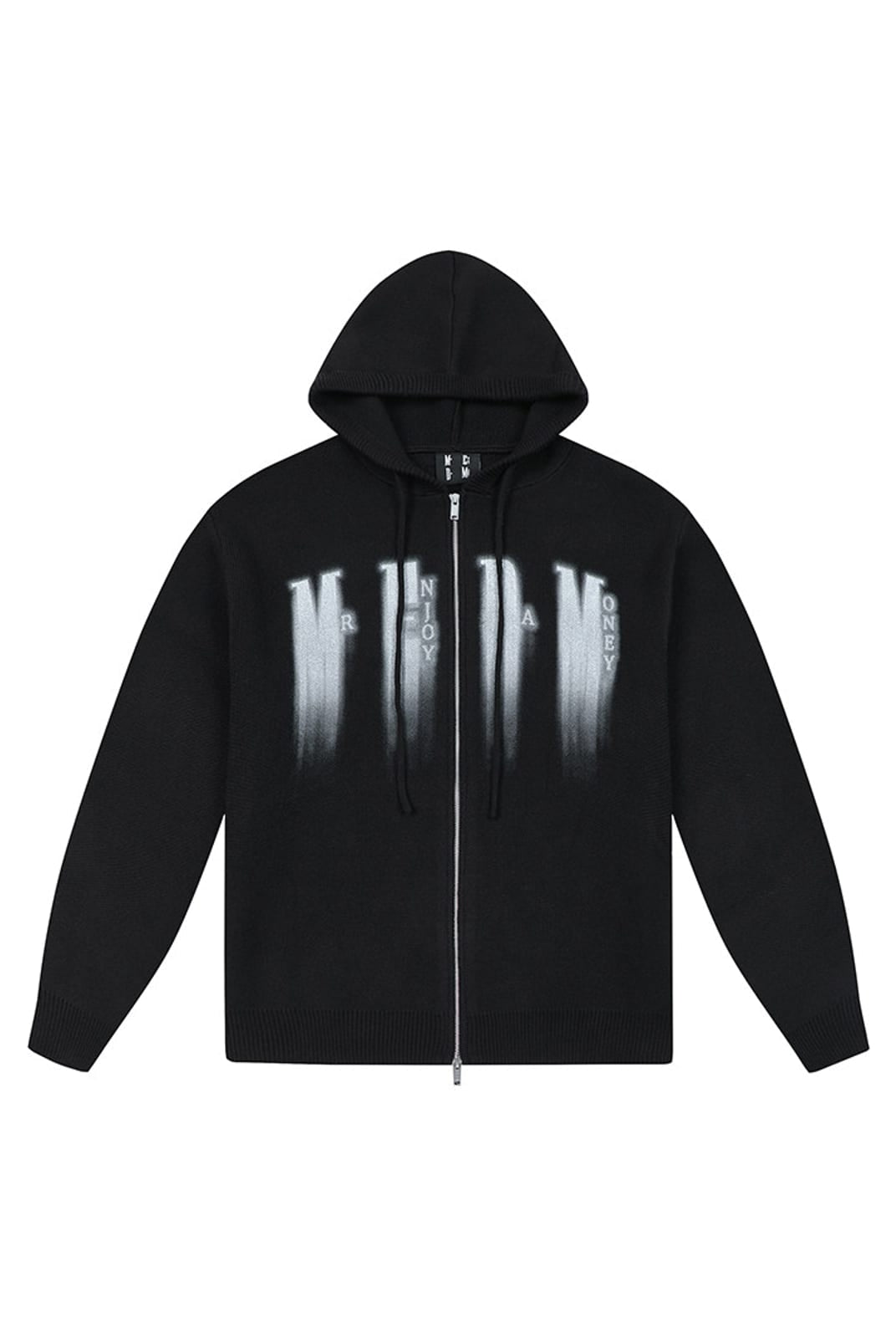 MEDM Zip Up Hooded Knit Cardigan in Black