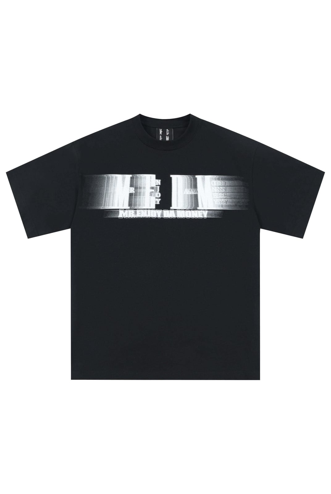 MEDM Glitch Logo Graphic Cotton T Shirt in Black