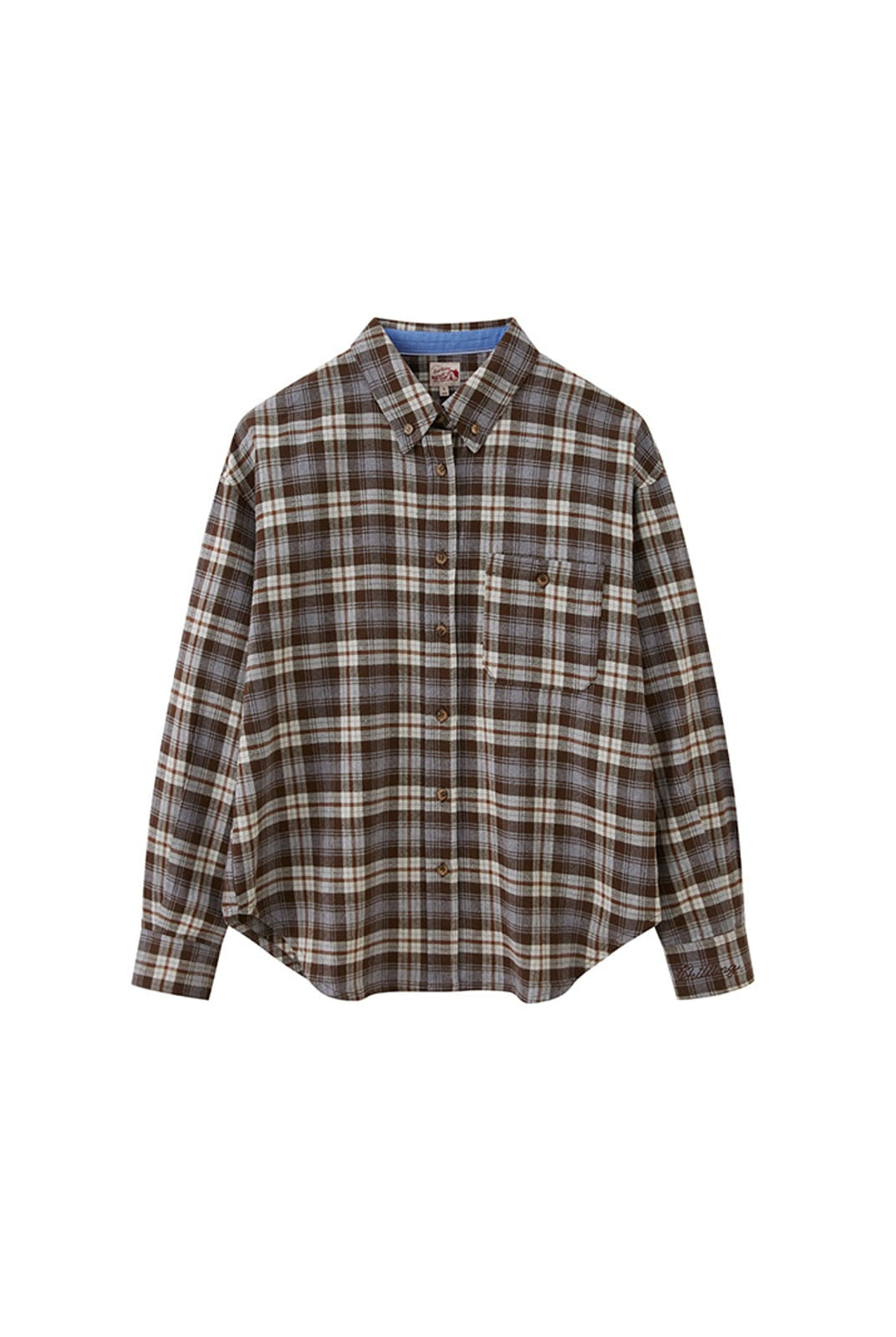 SweetChilling Relaxed Plaid Button Down Shirt in Brown