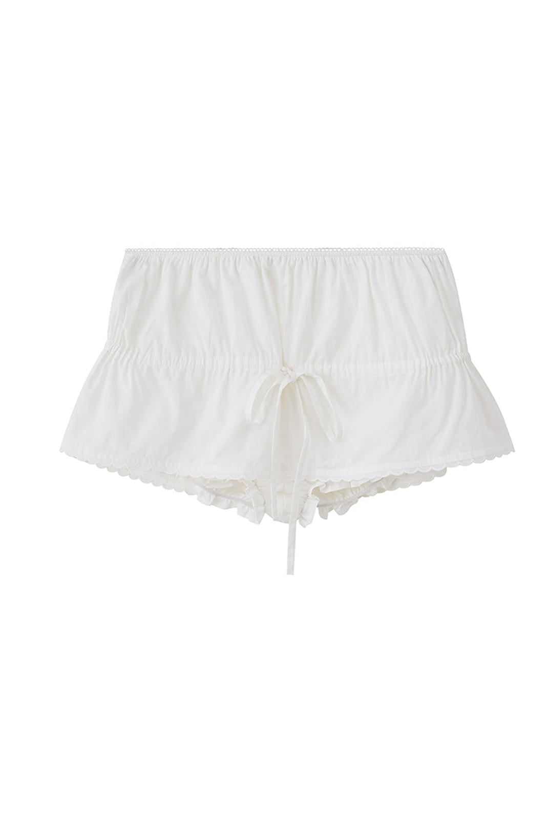 SweetChilling Drawstring Ruffled Mini Skirt in White
