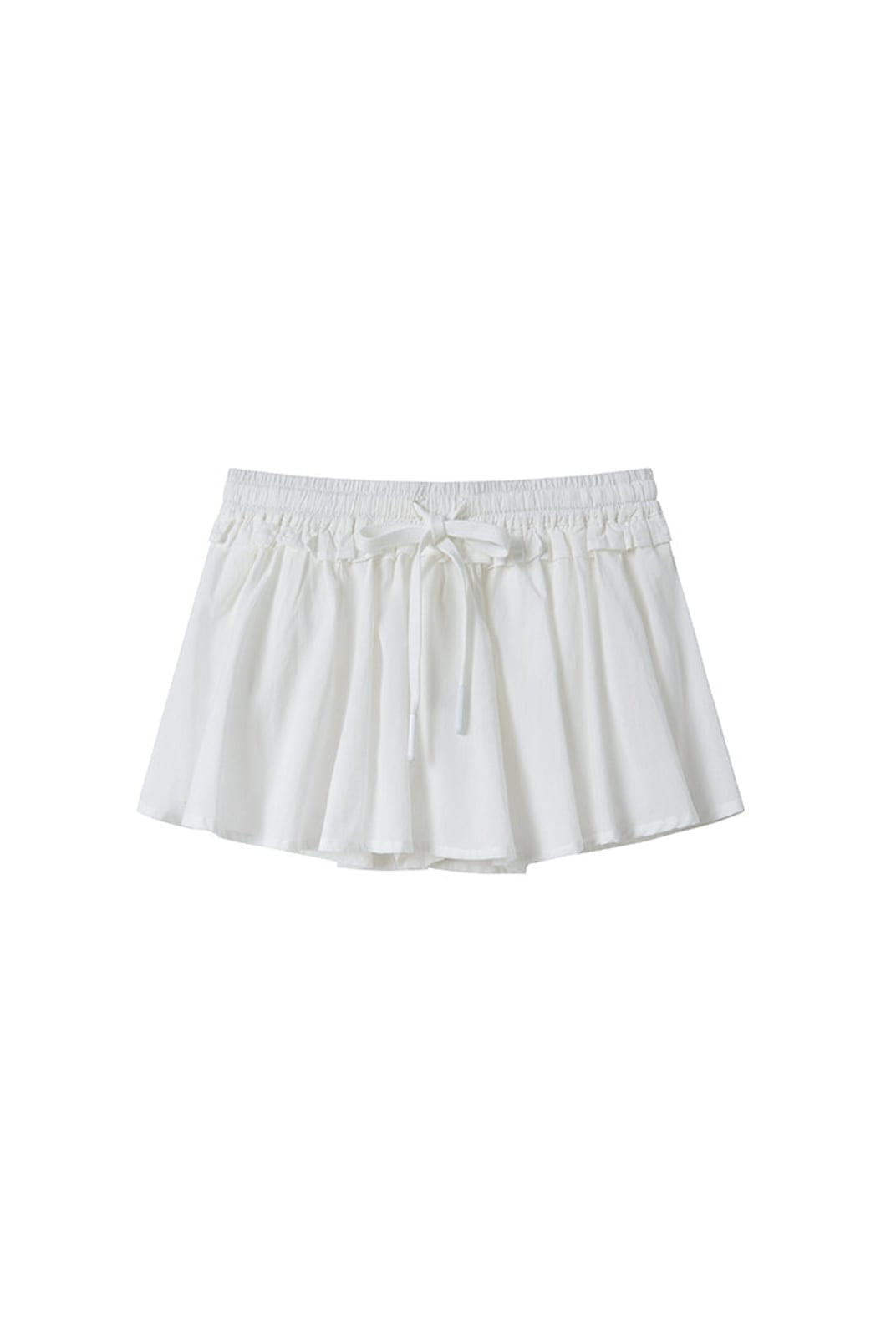 SweetChilling Ruffled Drawstring Mini Skirt in White