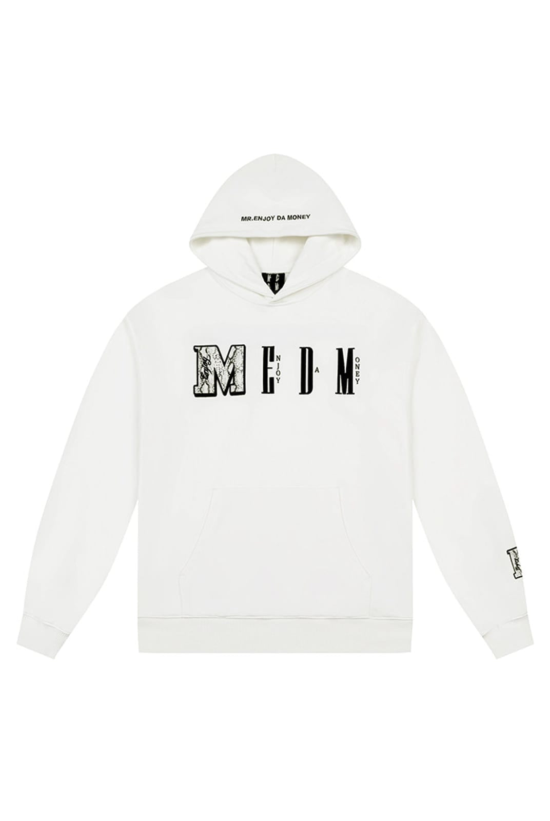 MEDM Animal Print Logo Pullover Hoodie in White