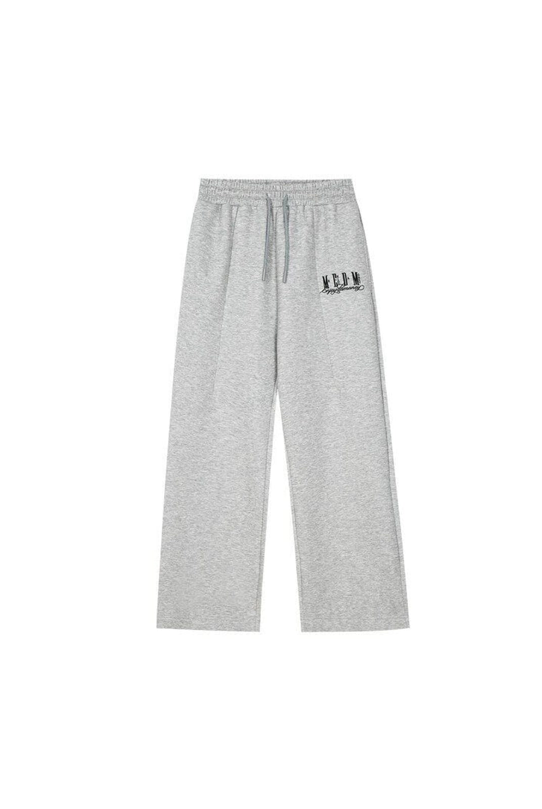 MEDM Cotton Blend Straight Leg Sweatpants in Gray