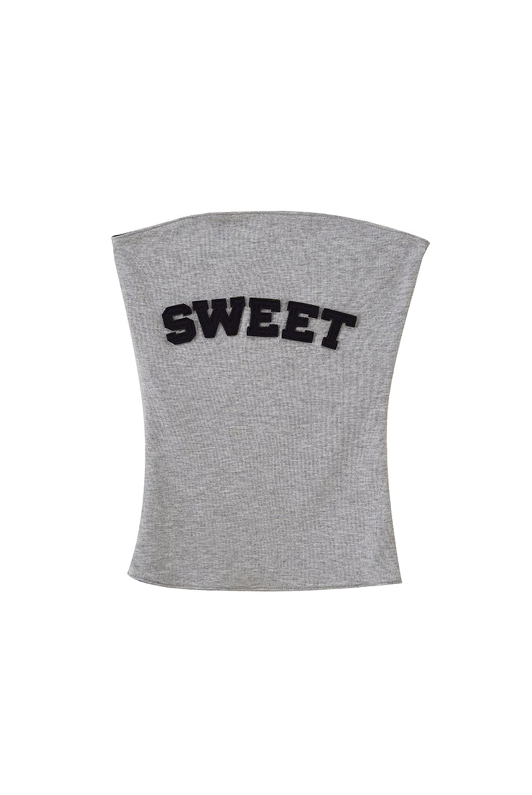 SweetChilling Applique Contrast Trim Bandeau Top in Gray