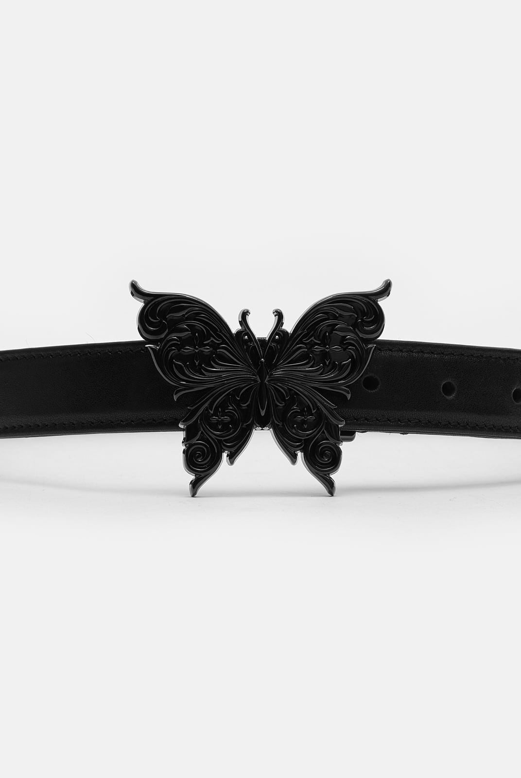 SMFK Leather Butterfly Buckle Belt in Black