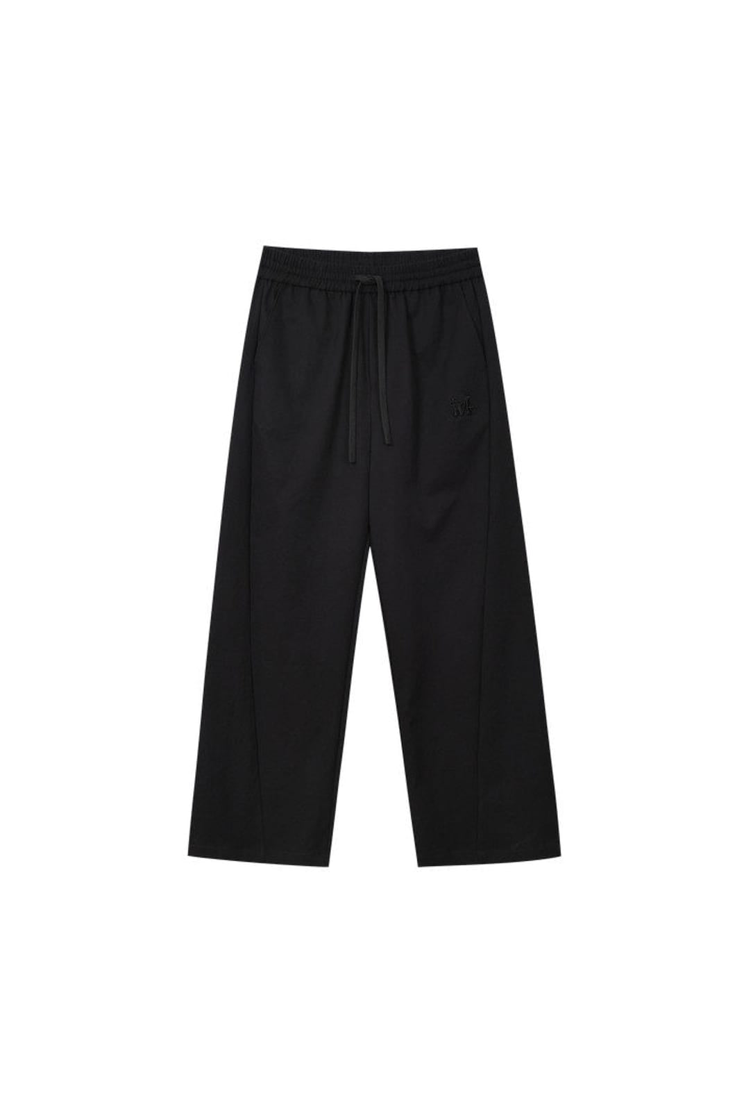 MEDM Spliced Drawstring Wide Leg Trousers in Black