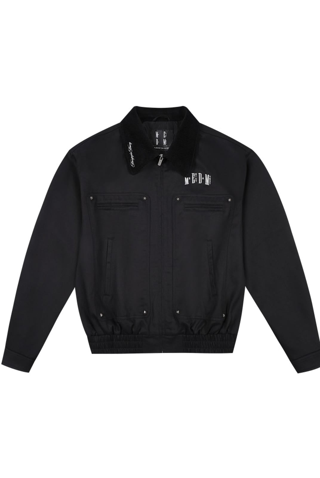 MEDM Embroidered Harrington Jacket in Black
